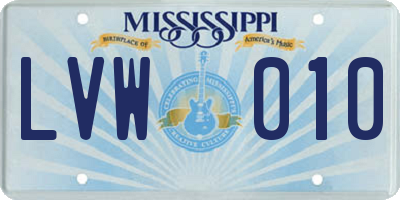 MS license plate LVW010