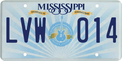 MS license plate LVW014