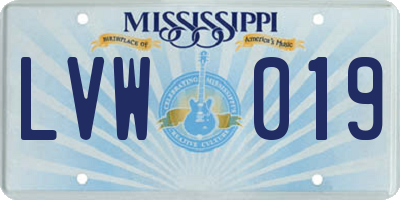 MS license plate LVW019