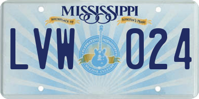 MS license plate LVW024