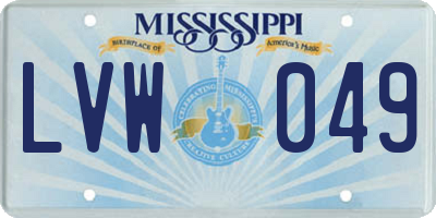 MS license plate LVW049
