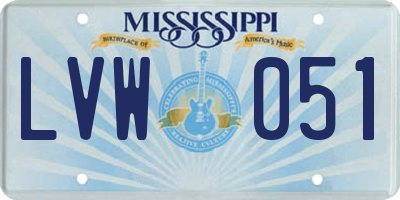 MS license plate LVW051