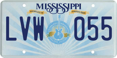 MS license plate LVW055