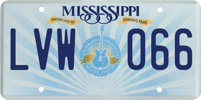 MS license plate LVW066