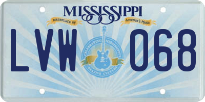 MS license plate LVW068