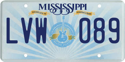MS license plate LVW089