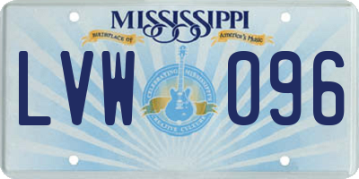 MS license plate LVW096