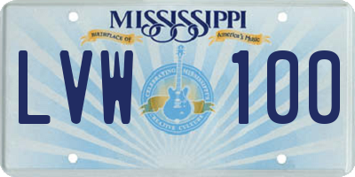 MS license plate LVW100