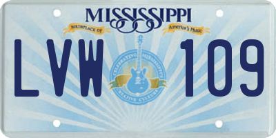 MS license plate LVW109