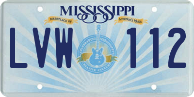 MS license plate LVW112