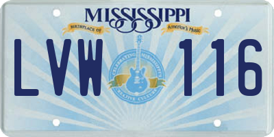 MS license plate LVW116