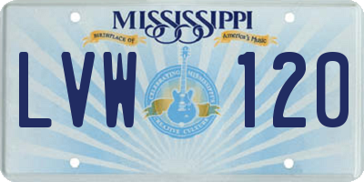 MS license plate LVW120