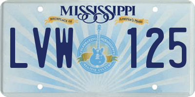 MS license plate LVW125