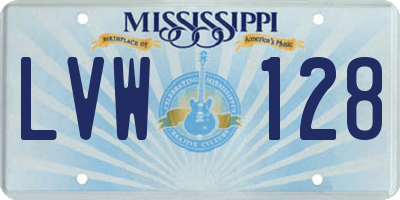 MS license plate LVW128