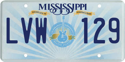MS license plate LVW129