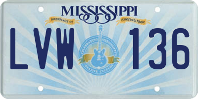 MS license plate LVW136