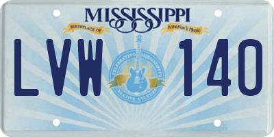 MS license plate LVW140