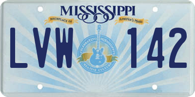 MS license plate LVW142