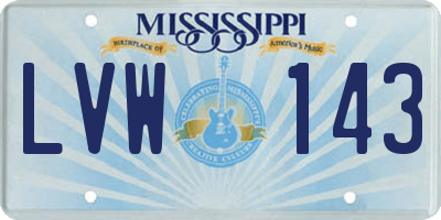 MS license plate LVW143