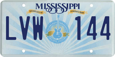 MS license plate LVW144