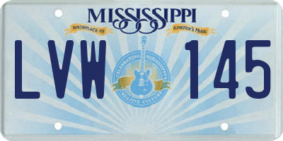MS license plate LVW145