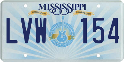 MS license plate LVW154
