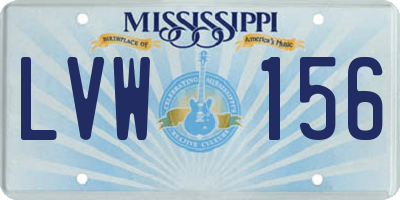 MS license plate LVW156