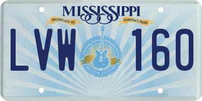 MS license plate LVW160
