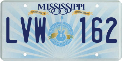 MS license plate LVW162