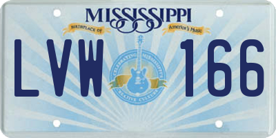 MS license plate LVW166