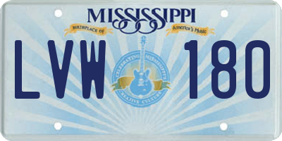 MS license plate LVW180