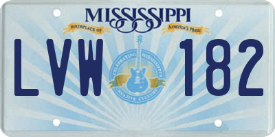 MS license plate LVW182