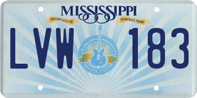 MS license plate LVW183