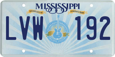 MS license plate LVW192