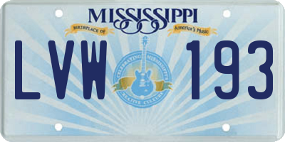 MS license plate LVW193