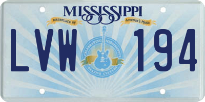 MS license plate LVW194