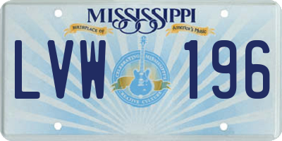 MS license plate LVW196