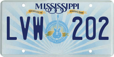 MS license plate LVW202