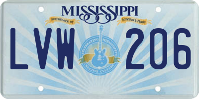 MS license plate LVW206
