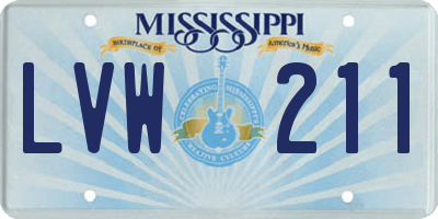 MS license plate LVW211