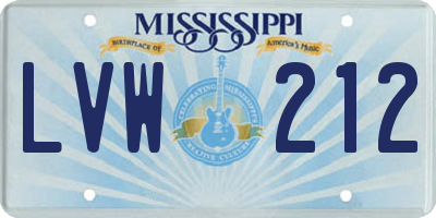 MS license plate LVW212
