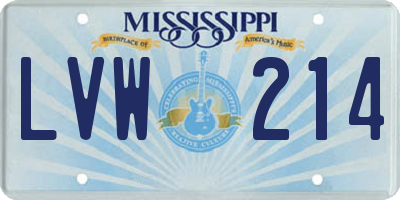 MS license plate LVW214
