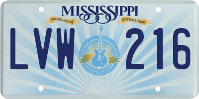 MS license plate LVW216