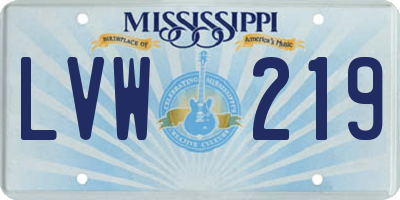 MS license plate LVW219