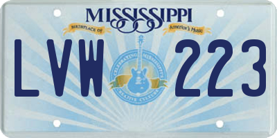 MS license plate LVW223