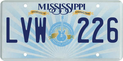MS license plate LVW226