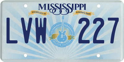 MS license plate LVW227