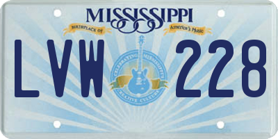 MS license plate LVW228
