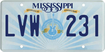 MS license plate LVW231