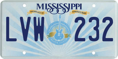 MS license plate LVW232